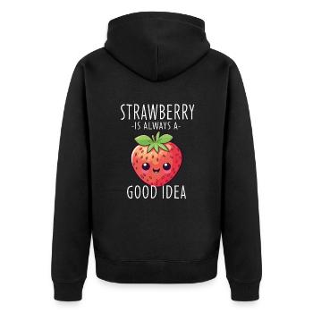 Fraise Kawaii - Veste à capuche bio Premium Unisexe - noir - Dos - Nico (187cm)