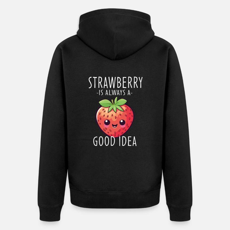 Fraise Kawaii - Veste à capuche bio Premium Unisexe - noir