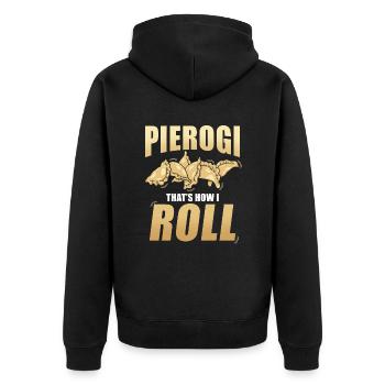 Pierogi dumplings - Unisex Premium Organic Zip Hoodie - black - Back - Nico (187cm)