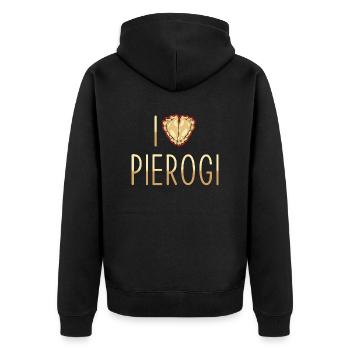 Pierogi dumplings J’adore pierogi - Veste à capuche bio Premium Unisexe - noir - Dos - Nico (187cm)