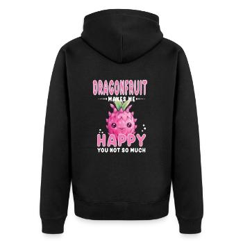 Dragon Fruit Kawaii - Unisex Premium Organic Zip Hoodie - black - Back - Nico (187cm)