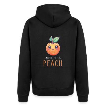 Peach Kawaii - Unisex Premium Organic Zip Hoodie - black - Back - Nico (187cm)
