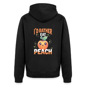 Peach Kawaii - Unisex Premium Organic Zip Hoodie - black - Back - Nico (187cm)