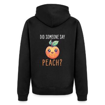 Peach Kawaii - Unisex Premium Organic Zip Hoodie - black - Back - Nico (187cm)