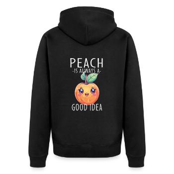 Peach Kawaii - Unisex Premium Organic Zip Hoodie - black - Back - Nico (187cm)