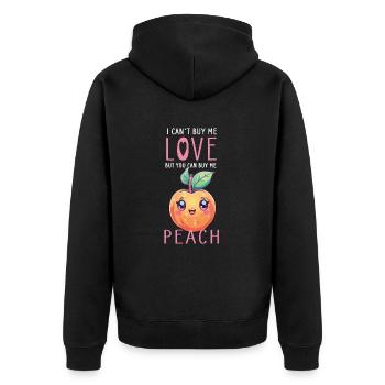 Peach Kawaii - Unisex Premium Organic Zip Hoodie - black - Back - Nico (187cm)