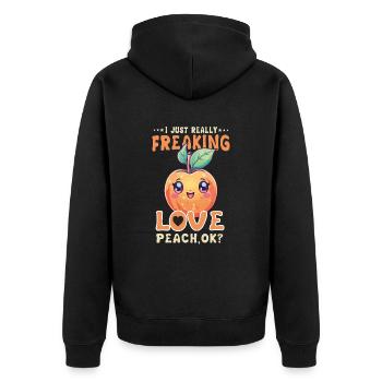 Peach Kawaii - Unisex Premium Organic Zip Hoodie - black - Back - Nico (187cm)