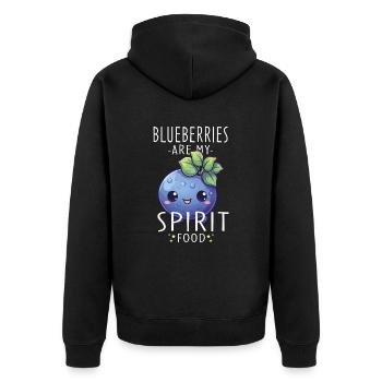 Blaubeere Kawaii - Unisex Premium Bio Zip Hoodie - Schwarz - Hinten - Nico (187cm)