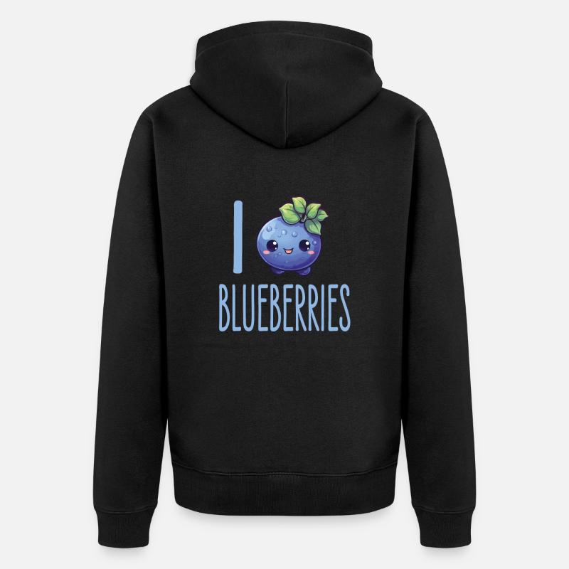 Blaubeere Kawaii - Unisex Premium Bio Zip Hoodie - Schwarz