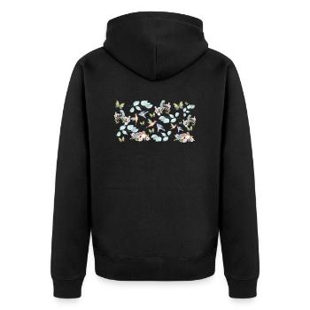Wildblumen-Geschenkidee - Unisex Premium Bio Zip Hoodie - Schwarz - Hinten - Nico (187cm)