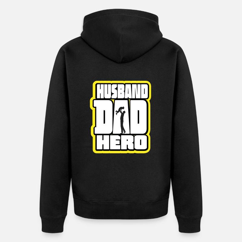 Ehemann Papa Held Retro - Unisex Premium Bio Zip Hoodie - Schwarz