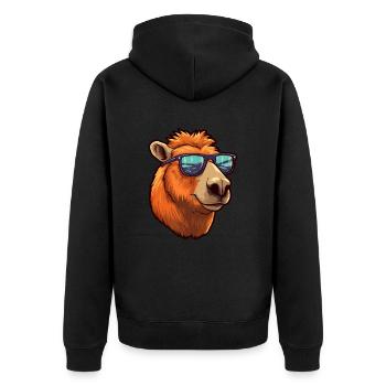 Capybara Sonnenbrille Cooles Capybara - Unisex Premium Bio Zip Hoodie - Schwarz - Hinten - Nico (187cm)