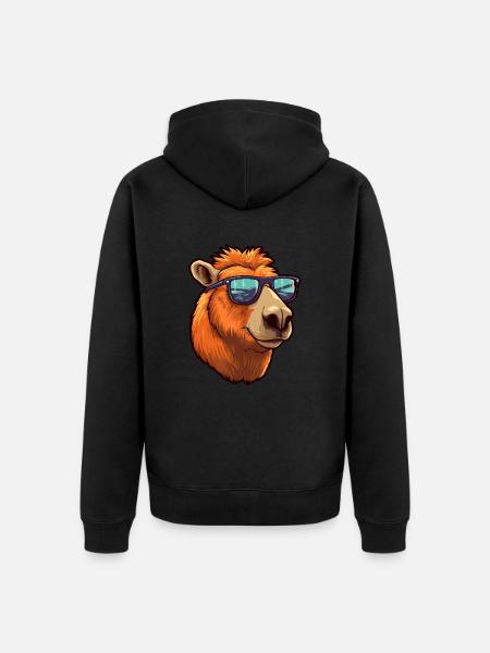Capybara Sunglasses Cool Capybara - Unisex Premium Organic Zip Hoodie - black