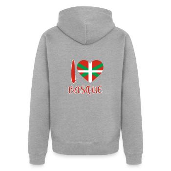 Pays Basque Drapeau Basque - Veste à capuche bio Premium Unisexe - gris chiné - Dos - Nico (187cm)