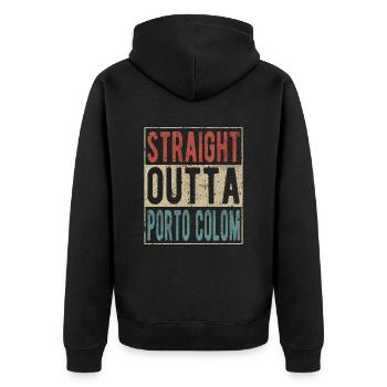 Straight Outta Porto Colom - Unisex Premium Organic Zip Hoodie - black - Back - Nico (187cm)