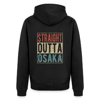 Straight Outta Osaka - Unisex Premium Organic Zip Hoodie - black - Back - Nico (187cm)