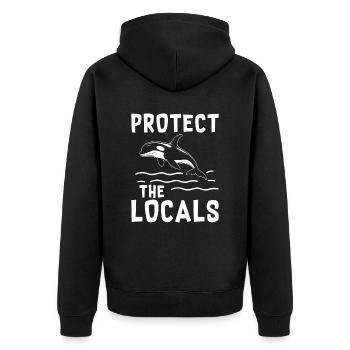Orca Killer Whale Protection Marine Conservationist - Unisex Premium Organic Zip Hoodie - black - Back - Nico (187cm)