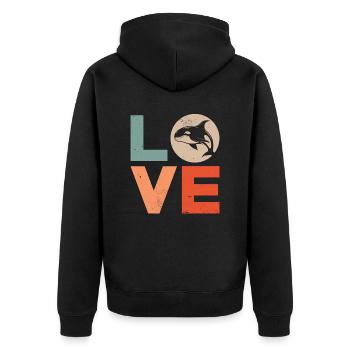 Baleine Épaulard Orque Amour - Veste à capuche bio Premium Unisexe - noir - Dos - Nico (187cm)