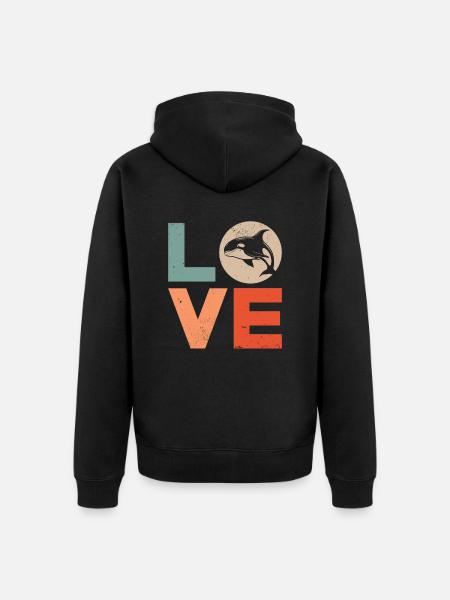 Wal Killerwal Orca Liebe - Unisex Premium Bio Zip Hoodie - Schwarz