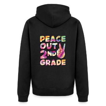 Peace Out 1. Klasse Letzter Schultag - Unisex Premium Bio Zip Hoodie - Schwarz - Hinten - Nico (187cm)