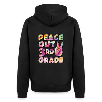 Peace Out 1. Klasse Letzter Schultag - Unisex Premium Bio Zip Hoodie - Schwarz - Hinten - Nico (187cm)
