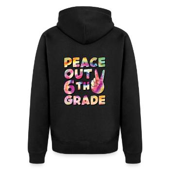 Peace Out 1. Klasse Letzter Schultag - Unisex Premium Bio Zip Hoodie - Schwarz - Hinten - Nico (187cm)