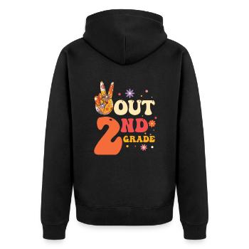 Peace Out 1. Klasse Letzter Schultag - Unisex Premium Bio Zip Hoodie - Schwarz - Hinten - Nico (187cm)