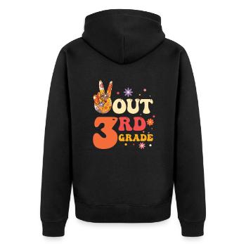 Peace Out 1. Klasse Letzter Schultag - Unisex Premium Bio Zip Hoodie - Schwarz - Hinten - Nico (187cm)