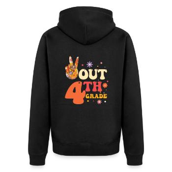 Peace Out 1. Klasse Letzter Schultag - Unisex Premium Bio Zip Hoodie - Schwarz - Hinten - Nico (187cm)