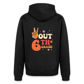 Peace Out 1. Klasse Letzter Schultag - Unisex Premium Bio Zip Hoodie - Schwarz - Hinten - Nico (187cm)