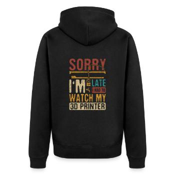 3D Printing 3D Printer Retro Design Slice Print - Unisex Premium Organic Zip Hoodie - black - Back - Nico (187cm)