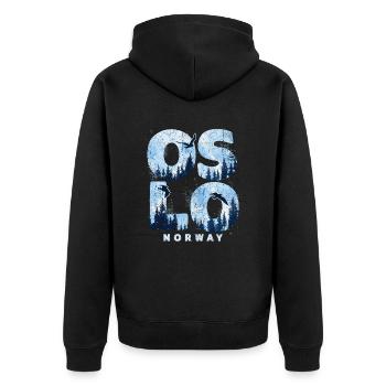 Oslo Norway Souvenir Holiday - Unisex Premium Organic Zip Hoodie - black - Back - Nico (187cm)
