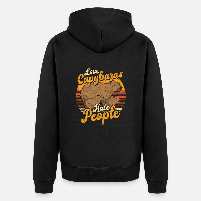Capybara Capybara Love Rétro - Veste à capuche bio Premium Unisexe - noir