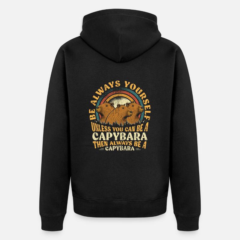 Capybara Sei Immer Du Selbst - Unisex Premium Bio Zip Hoodie - Schwarz