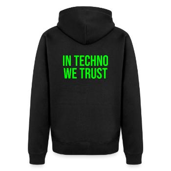 Dans la techno, nous avons confiance - Veste à capuche bio Premium Unisexe - noir - Dos - Nico (187cm)