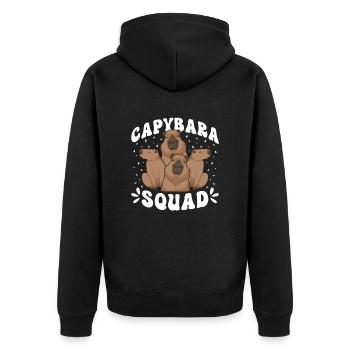 Capybara Trupp - Unisex Premium Bio Zip Hoodie - Schwarz - Hinten - Nico (187cm)