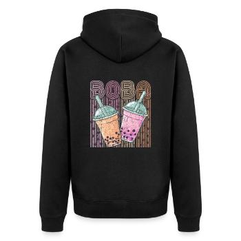 Boba Tea Design Bubbles Bubble Tea Retro Boba - Unisex Premium Organic Zip Hoodie - black - Back - Nico (187cm)