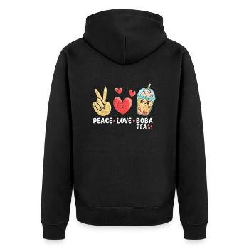Peace Love Boba Tea - Unisex Premium Organic Zip Hoodie - black - Back - Nico (187cm)
