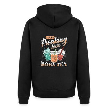 Boba Tea Design Bubbles Bubble Tea Kawaii Boba - Unisex Premium Organic Zip Hoodie - black - Back - Nico (187cm)