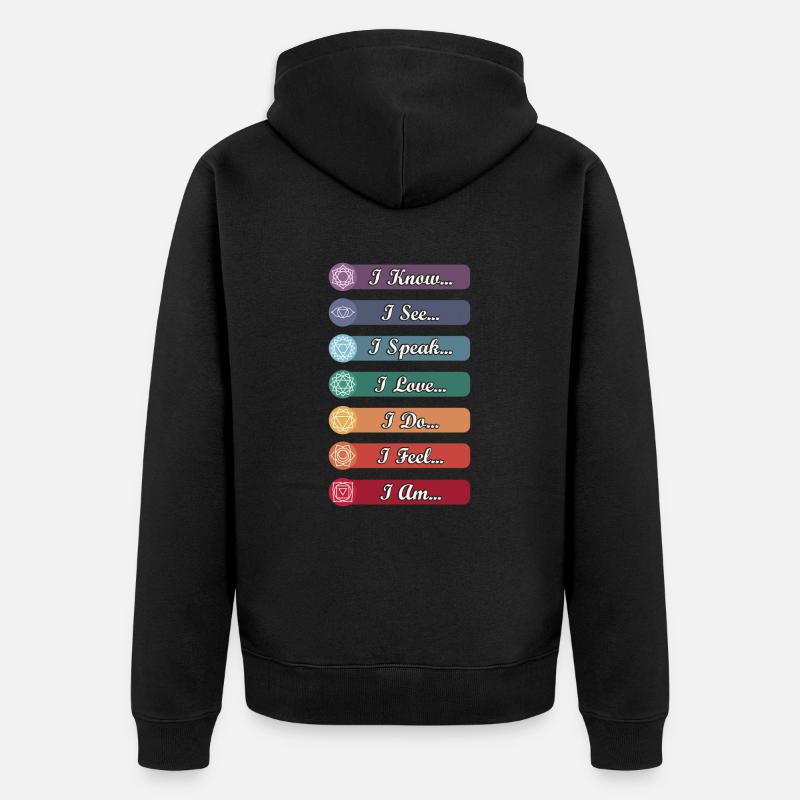 Symboles de chakra de yoga - Veste à capuche bio Premium Unisexe - noir