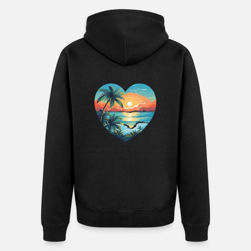 Strand Liebe - Unisex Premium Bio Zip Hoodie - Schwarz