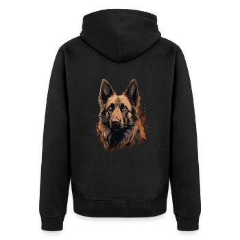 Belgian Shepherd Dog Breed Face - Unisex Premium Organic Zip Hoodie - black - Back - Nico (187cm)