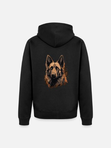 Belgischer Schäferhund Hunderasse Gesicht - Unisex Premium Bio Zip Hoodie - Schwarz