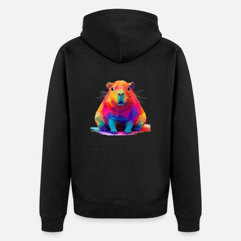 Capybara Low Polygon Design - Unisex Premium Bio Zip Hoodie - Schwarz