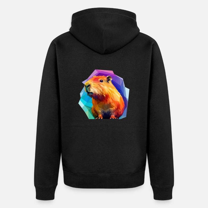 Capybara Low Polygon Design - Unisex Premium Bio Zip Hoodie - Schwarz
