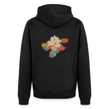 Baum Wald Bunt Natur Retro - Unisex Premium Bio Zip Hoodie - Schwarz - Hinten - Nico (187cm)