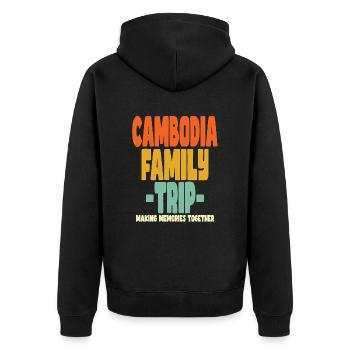 Cambodia Family Trip Urlaub - Unisex Premium Bio Zip Hoodie - Schwarz - Hinten - Nico (187cm)