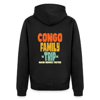 Congo Family Trip Urlaub - Unisex Premium Bio Zip Hoodie - Schwarz - Hinten - Nico (187cm)