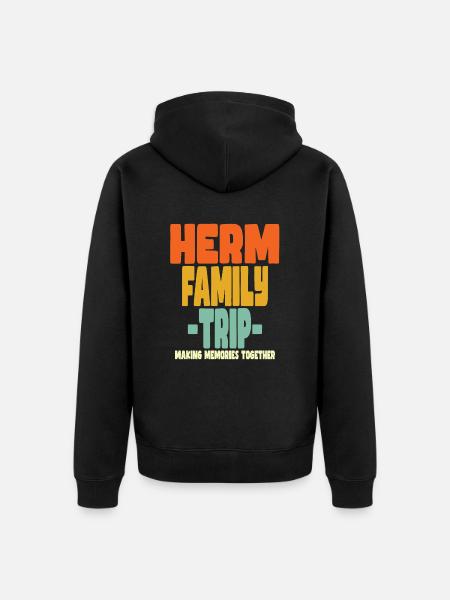 Herm Family Trip Holidays - Unisex Premium Organic Zip Hoodie - black