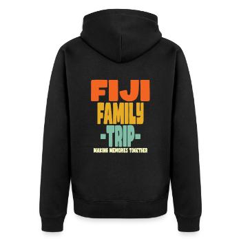 Fiji Family Trip Urlaub - Unisex Premium Bio Zip Hoodie - Schwarz - Hinten - Nico (187cm)